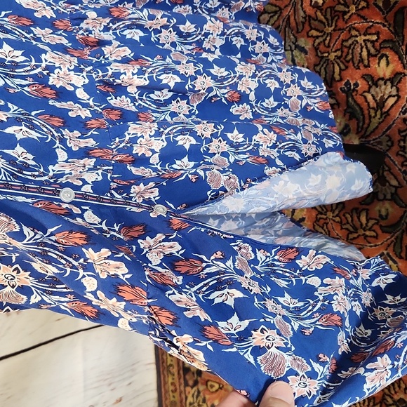 Max Studio Tiered Maxi Skirt Blue Floral XS - Picture 3 of 10